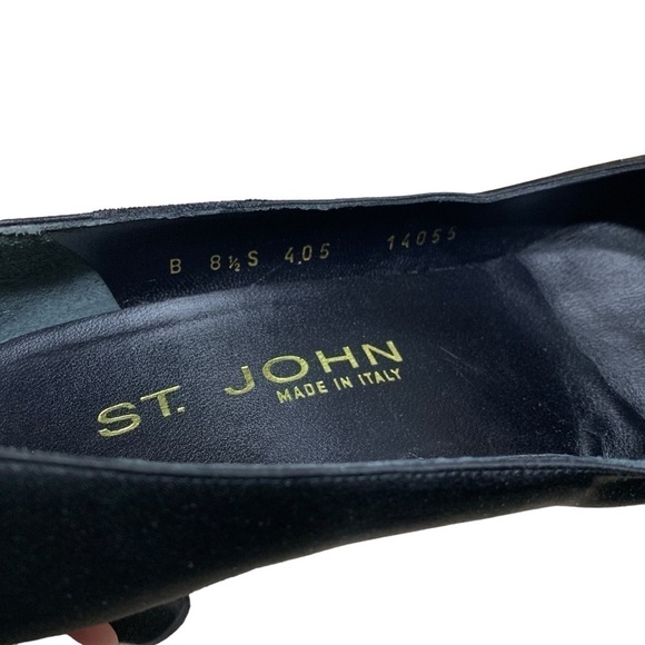 St John Vintage Paillette Black Satin Embellished Square Toe Vintage Heels 8.5 - Picture 3 of 8